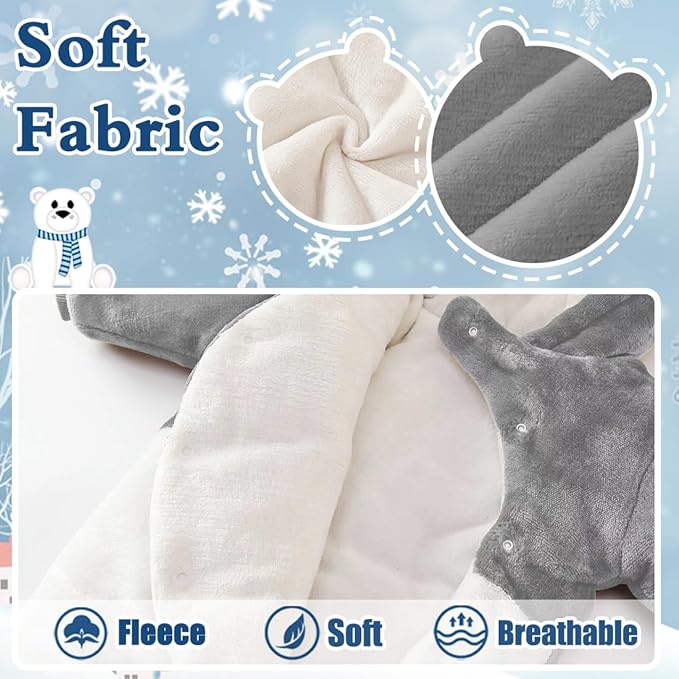 Fairy Baby Newborn Baby Snowsuit Bear Suit Romper Winter Warm Coat Infant Fleece Footie Jumpsuit for Girls Boys 0-18M