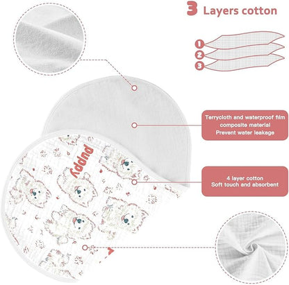 vvfelixl Baby Burp Cloths Cute Puppy Samoyed Baby Newborn Cotton Burping Cloths Set Babys Washcloths 4 Pack