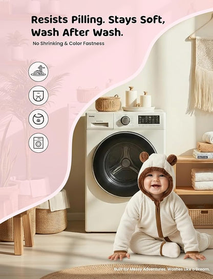 PATPAT Fleece Hooded Footed Clothes, Soft Warm Footie Covers, Car Seat Friendly, Easy Zip,Cute Romper Newborn Infant Jumpsuit