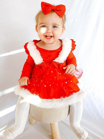 Unutiylo Preemie Newborn Baby Girl Clothes Romper Suspender Dress Fall Winter Outfits Ruffle Long Sleeve Jumpsuit