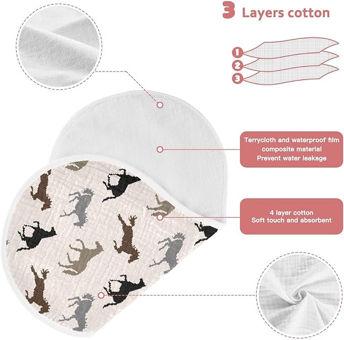 vvfelixl Muslin Burp Cloths Pixel Horse Baby Washcloths for Baby Girl Boys 2 Pack