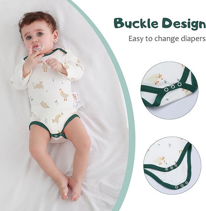 LAT 3 Pcs Baby Footie Pajamas，Infant Girls Boys One-Piece Footies Sleeper Newborn Cotton Sleepwear Outfits,zipper design