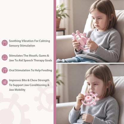 Vibrating Teether for Baby, Sensory Chew Toys for Autistic Children & Teething Toys for Babies 6-18 Months, USB Chargeable & 3X Vibration Settings. Toddler Travel Essential, Autism Sensory Products