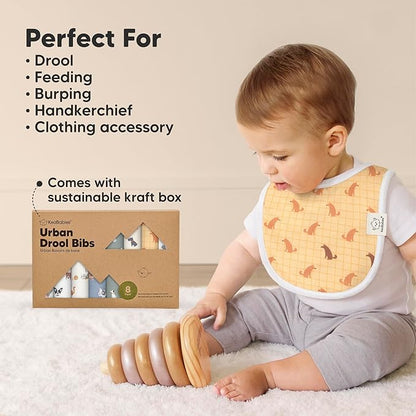 8-Pack Organic Baby Bibs for Boys, Girls - Soft Cotton Drooling and Teething Bibs for Baby Girl & Boy, Extra Absorbent, Easy to Clean & Put On for Toddler, Newborn, Infant 0-24 Months (Fall Spores)