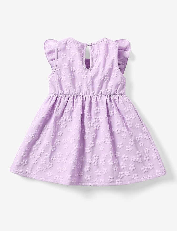 PATPAT Toddler Baby Girls Summer Dresses Spring Clothes Flower Sundress Ruffle Sleeve Bowknot 3-24 Months