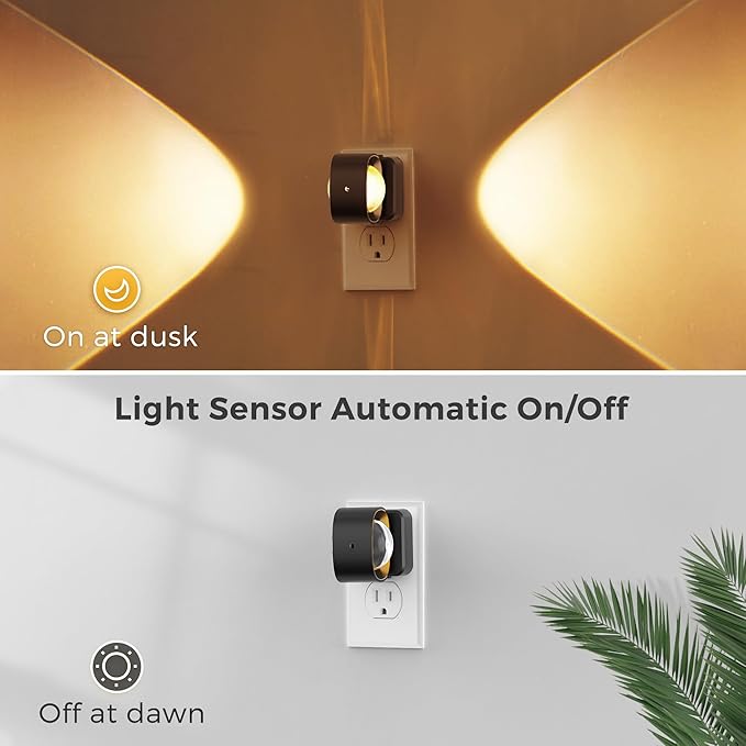 L LOHAS LED Night Light Projector, Night Lights Plug into Wall, Dusk to Dawn Sensor, Rotating Nightlight for Kids, Soft White Ambient Lighting for Bathroom, Gaming Room, Gifts,1 Pack