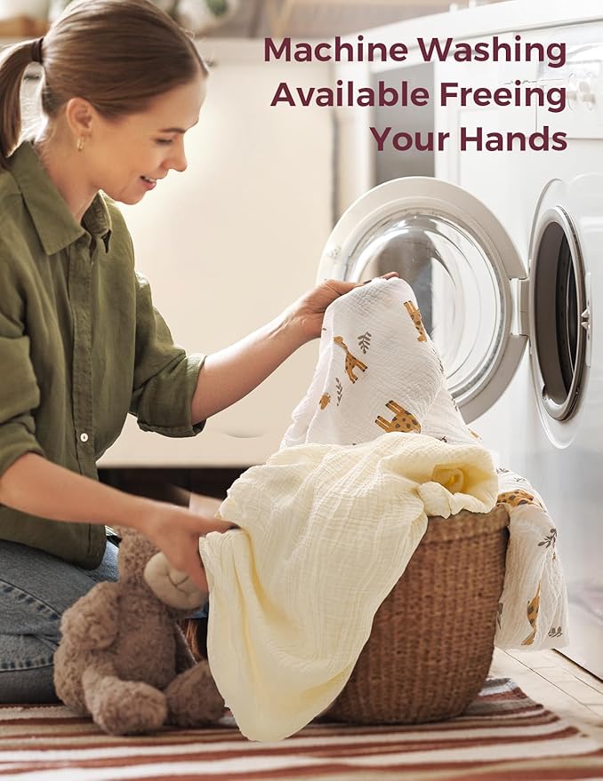 Momcozy Muslin Standard Fitted Crib Sheets, 52"x28", 2 Pack Soft Breathable Natural Cotton Baby Mattress Sheet, 360° Mattress Wrapping No Slip Boys Girls Neutral Toddler Bed Sheet, Bravery Giraffe