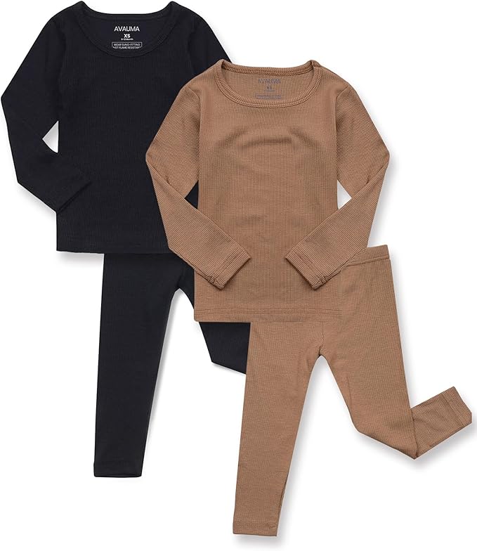 AVAUMA Baby Boys Girls Pajama Set Kids Toddler Snug fit Ribbed Sleepwear pjs for Daily Life Style