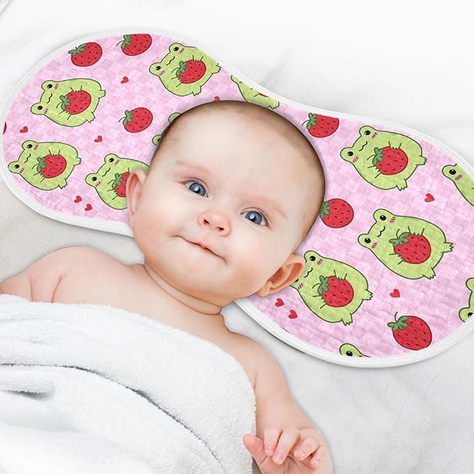 vvfelixl Baby Burp Cloths Cute Frogs Strawberry Baby Newborn Cotton Burping Cloths Set Baby Washcloths 4 Pack