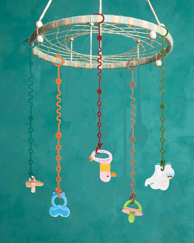 Toy Straps - 5pcs Adjustable Toy Holder for Stroller, High Chair, Car Seat (4-Pack) - Silicone Baby Tether Pacifier Clip