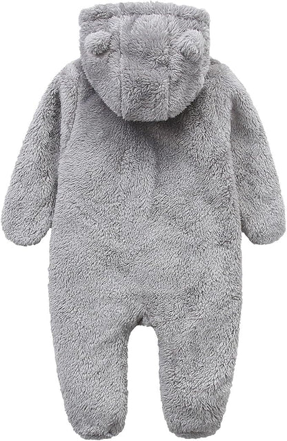 Newborn Baby Snowsuit Fleece Lined Onesie Outfits Warm Hooded Romper for Infant