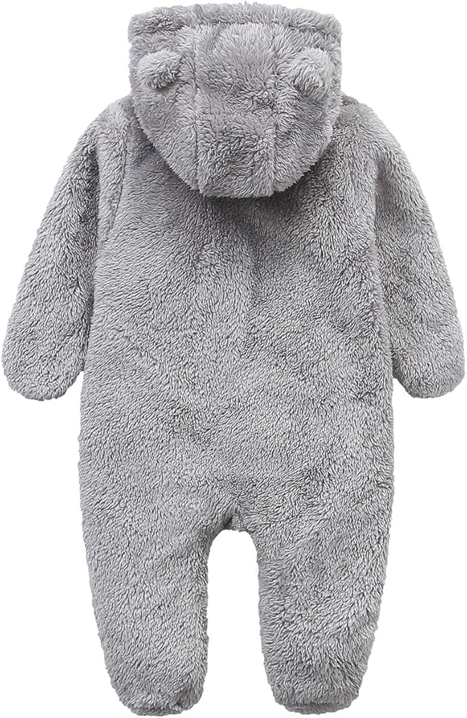 Newborn Baby Snowsuit Fleece Lined Onesie Outfits Warm Hooded Romper for Infant