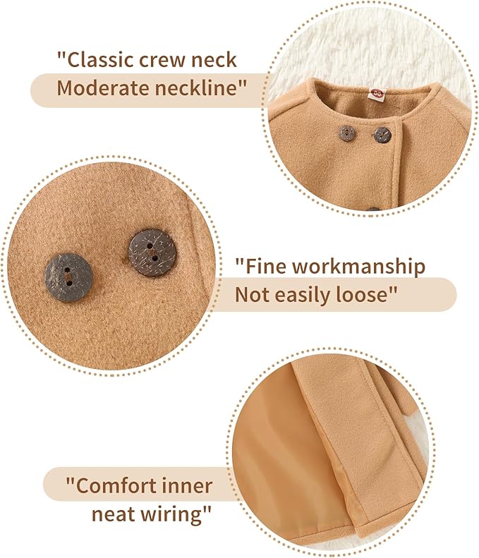 Baby Coats Fall Winter Kid Baby Girl Cloak Button Jacket Clothes Baby Outwear Clothes