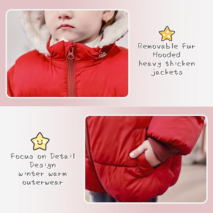 TUONROAD 1-6T Baby Girl Boy Winter Fleece Coats Toddler Warm Puffer Jackets Kids Down Alternative Outerwear