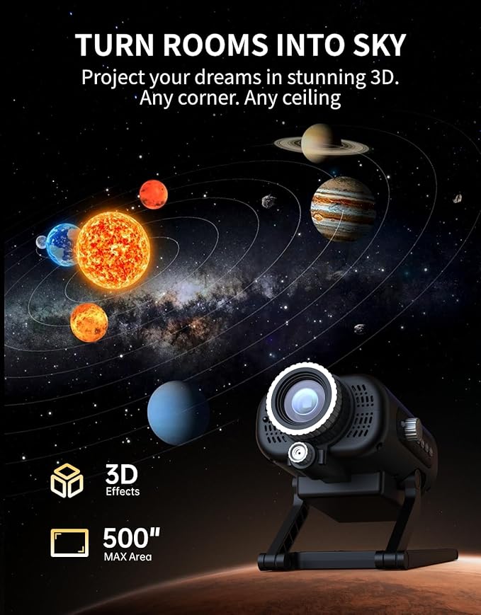 Astronaut Galaxy Projector Full-Room Immersive 3D Star Projector, Space Galaxy Projector, Large Area Home Planetarium Night Light Projector with HD Soft Light for Stress Relief Gifts Valentines Decor