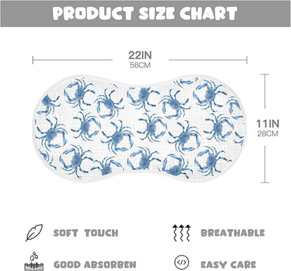 vvfelixl Muslin Burp Cloths Blue Crabs Baby Washcloths for Baby Girl Boys 2 Pack