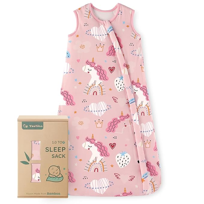 Yoofoss Rayon Made from Bamboo Baby Sleep Sack 0-6 Months 1.0 Tog Baby Wearable Blanket, Super Soft Infant Toddler Sleeping Sack 2-Way Zipper