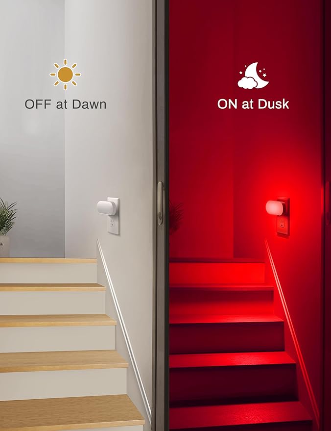 DORESshop RGB 120V Night Lights Plug into Wall, 0.7W LED Night Light for Kids Room, Bathroom Night Light, Stair Lights, Hallway Light, Color Moving, 2 Pack Christmas Gifts