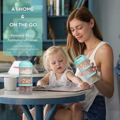 Termichy Stackable Formula Dispenser Portable Milk Powder Container, 2 Pack, Mint