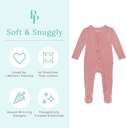 Ruffled Zippered Vintage Pink Rose One Piece