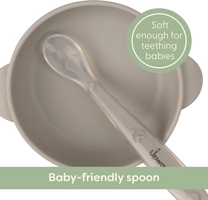 UpwardBaby Silicone Baby Bowls with Suction Set - Strong Suction Design for Toddlers 1-3, Easy-Grip Baby Spoon for Self-Feeding, BPA Free Feeding Bowls, 4-Piece Set
