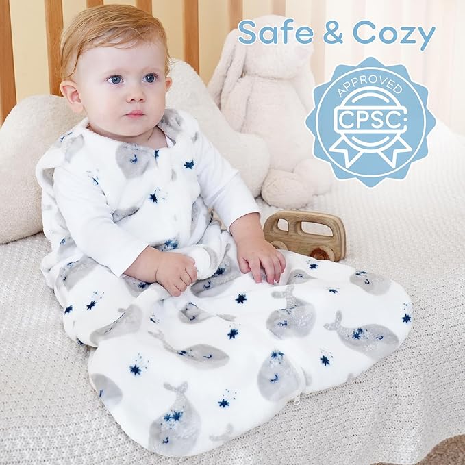 Yoofoss Fleece Baby Sleep Sack 2 Pack 1.5 Tog Baby Wearable Blanket with 2-Way Zipper