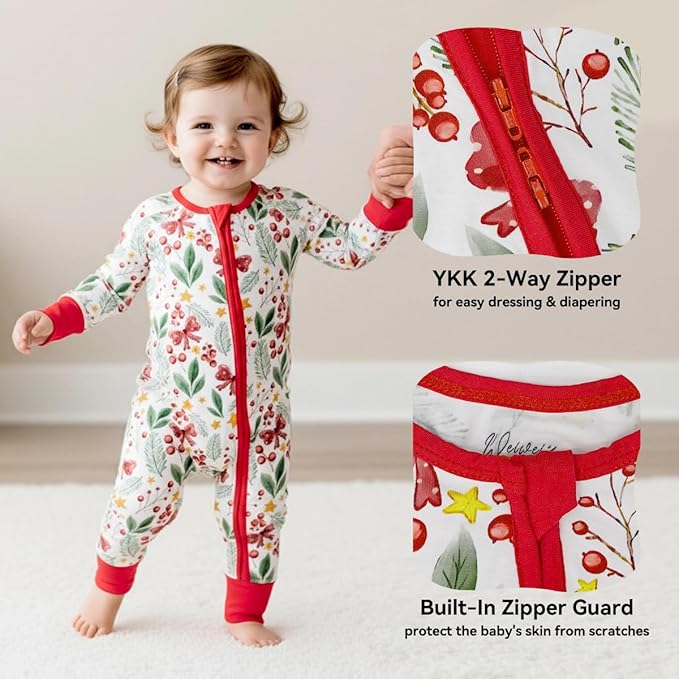 Weiwei Pajamas for Baby Boys & Girls Footies, Viscose from Bamboo Baby Romper, Baby Sleepers, 2-Way Zippy PJs, YKK