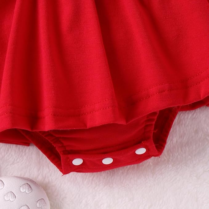 Newborn Christmas Outfit Baby Girl Plaid Romper Dress Infant Ruffle Long Sleeve Ribbed Bodysuit Headband Clothes