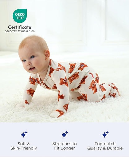 Bamboo Viscose Baby Boy Footie Pajamas, Infant Clothes, 2 Way Zipper Newborn Sleepers