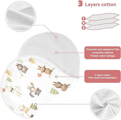 vvfelixl Woodland Animals Watercolor Burp Cloths for Baby Boy Girls Baby Washcloths Burp Rags 1 Pack White