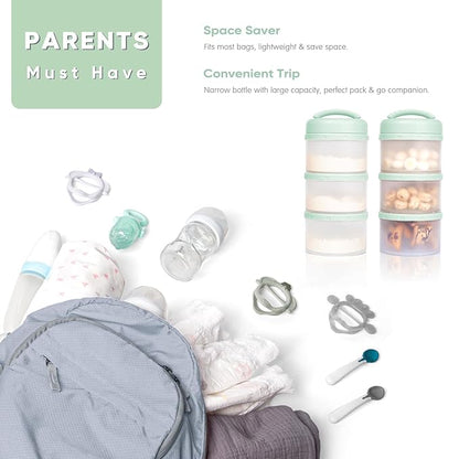 Termichy Stackable Formula Dispenser Portable Milk Powder Container, 2 Pack, Light Green