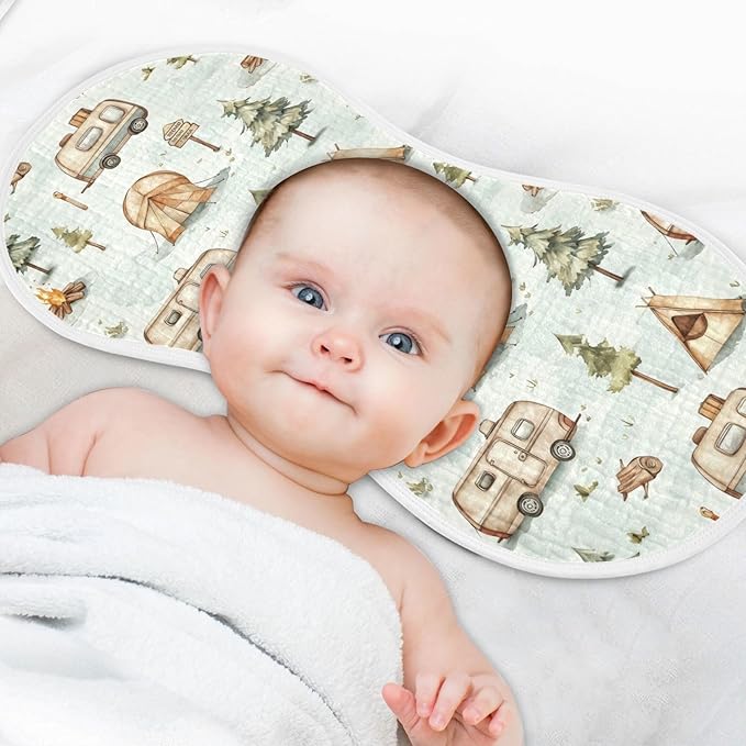 vvfelixl Cartoon Camping Caravan Burp Cloths for Baby Boy Girls Baby Washcloths Burp Rags 1 Pack