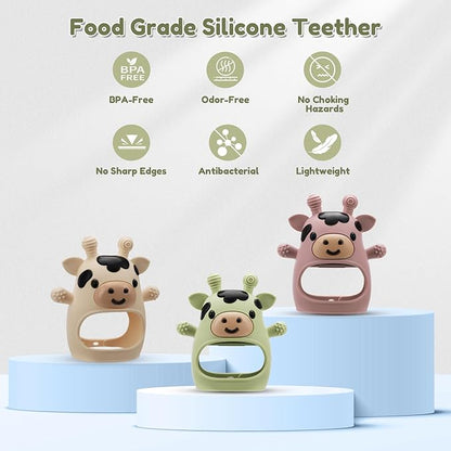 2 Pack Baby Teething Toys 0-6 6-12 Months, Adjustable Anti Dropping Wrist Teething Mittens, Food Grade Silicone Baby Chew Toys for Sucking Needs Teether for Newborns Infants Teething Relief