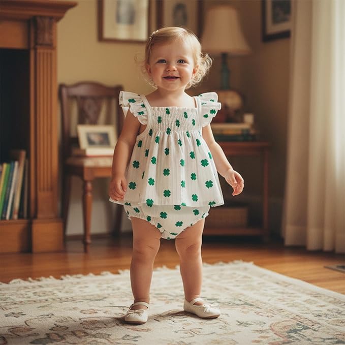 Mubineo Baby Girl Summer Clothes Cute Ruffle Tops Dress Shorts Outfits Set Infant Toddler Shrit Bloomers Princess Outfit