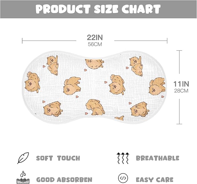 vvfelixl Muslin Burp Cloths Funny Pomeranian Spitz Dogs Baby Washcloths for Baby Girl Boys 2 Pack