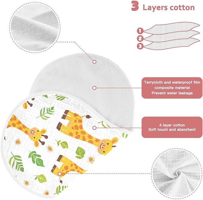 vvfelixl Muslin Burp Cloths Cute Baby Giraffes Baby Washcloths for Baby Girl Boys 2 Pack