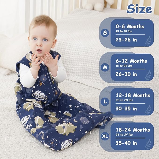 Looxii Baby Sleep Sack 0.5 TOG, 100% Cotton 3 Pack Wearable Blanket Baby Sleep Bag for Newborn Infant, 2-Way Zipper Lightweight Toddler Sleeping Sack 18-24 Months