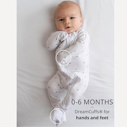 Dreamland Baby Bamboo Viscose Baby Pajamas (0-9 months). Ultra Soft Viscose Sleepers with 2-Way Zipper, Mitten & Foot Cuffs