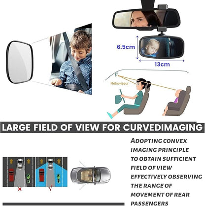 360-Degree Baby Car Mirror for Rear-Facing Seats,Kids Safety Mirrors with Tool-Free Installation,Kids Rear View Mirror BPA-Free Shatterproof & ASTM Certified (Adjustable 14"-22") (2 Pack)