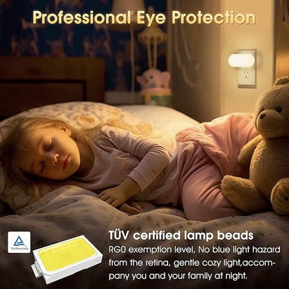 DORESshop Night Lights Plug into Wall, [2 Pack] 1W 3000K Led Night Light with Dusk to Dawn Sensor, Dimmable Night Light from 0LM to 100LM for Bathroom Hallway Bedroom Kids Room Stairway