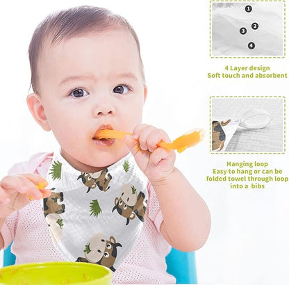 vvfelixl Cotton Brown Cow Grass Muslin Washcloths - Soft Baby Face Towel for Newborns, 11.8 X 11.8 Inch, 3 Pack