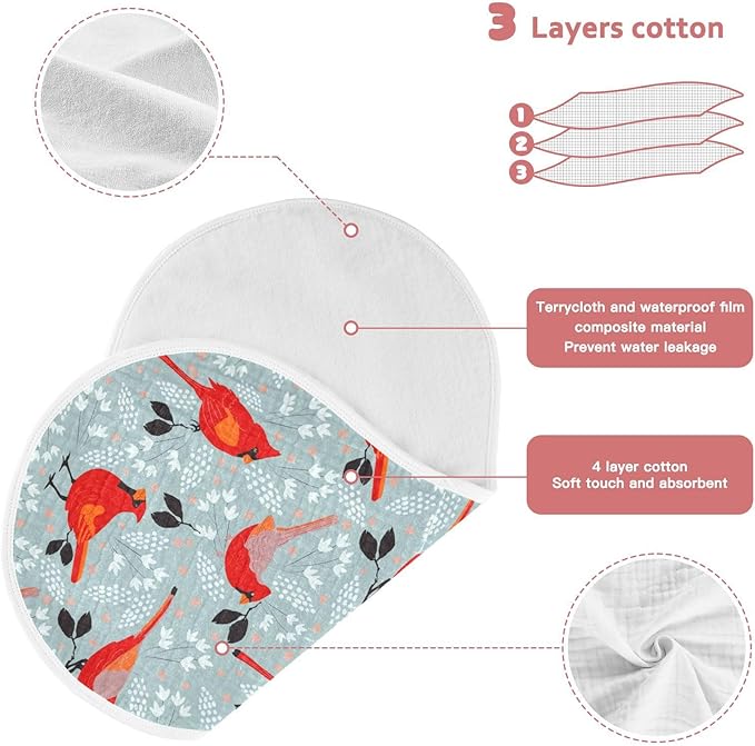 vvfelixl Muslin Burp Cloths Cardinals Bird Baby Washcloths for Baby Girl Boys 2 Pack