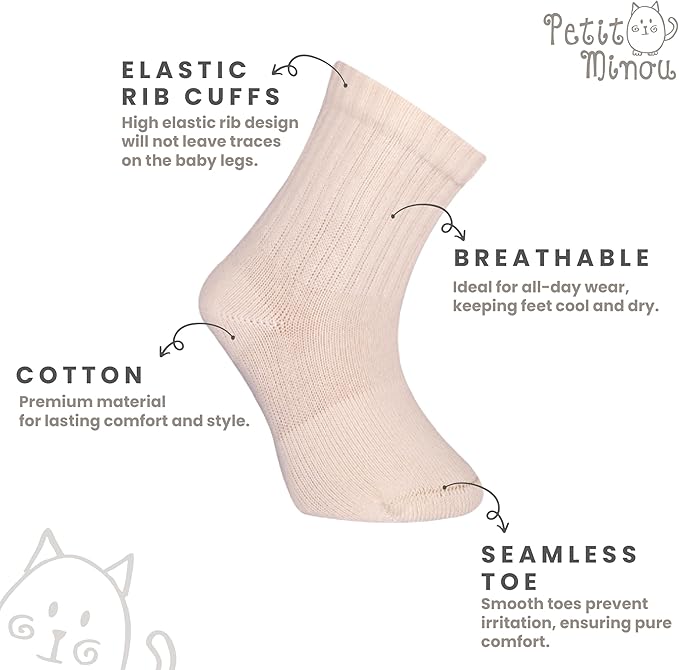 Bella Baby & Toddler Seamless-Toe Turkish Cotton Crew Socks (6-Pack)