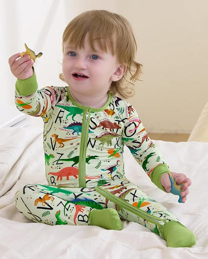 Bamboo Viscose Baby Convertible Footie Pajama, Zipper Pajamas for Baby Boys & Girls, Sleep & Play Footed Pjs