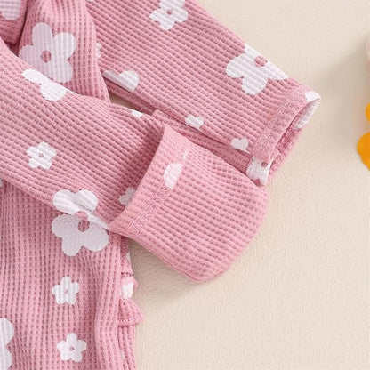 Newborn Baby Girl Fall Winter Outfits Clothes Knit Jumpsuit Ruffle Romper Newborn Coming Home Outfit for Baby Girl