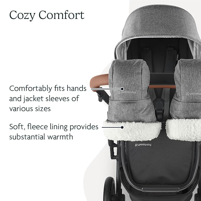UPPAbaby CozyHandmuff - Easily Attaches to Stroller Handlebars - Ultra-Plush, Weather-Proof Hand Protection - Greyson (Charcoal Mélange)