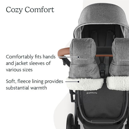 UPPAbaby CozyHandmuff - Easily Attaches to Stroller Handlebars - Ultra-Plush, Weather-Proof Hand Protection - Greyson (Charcoal Mélange)