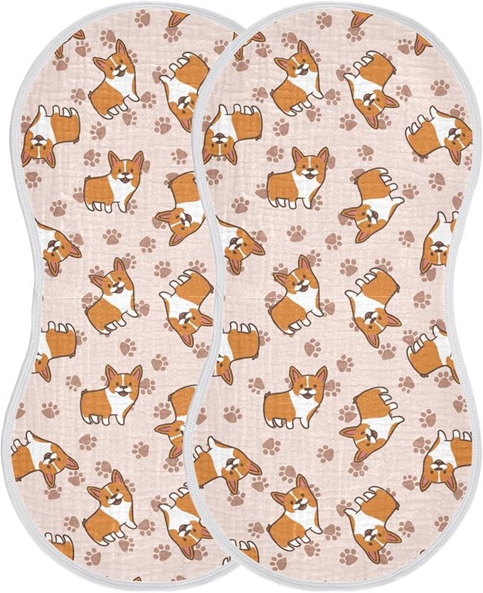 vvfelixl Burp Cloths Cartoon Corgis for Baby Boy Girls Baby Washcloths Burp Rags 1 Pack Flesh-Colored