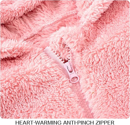 Baby Fleece Jumpsuits Infant Bear Ear Snowsuit Newborn Hooded Romper Warm Coat