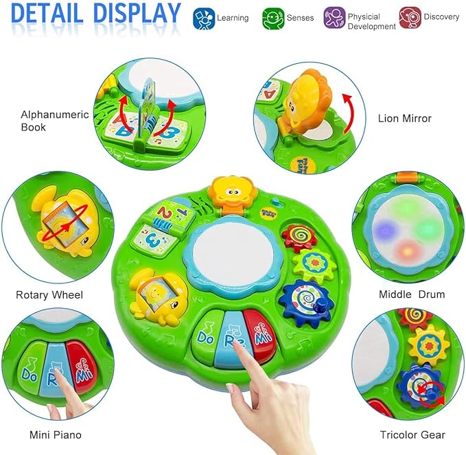 Baby Toys 6-12 Months, Baby Activity Table Center, Musical Toys for Infant Toddler 0 3 6 9 12 18 Months, Boy Girl Toy for 1 2 3 Year Old
